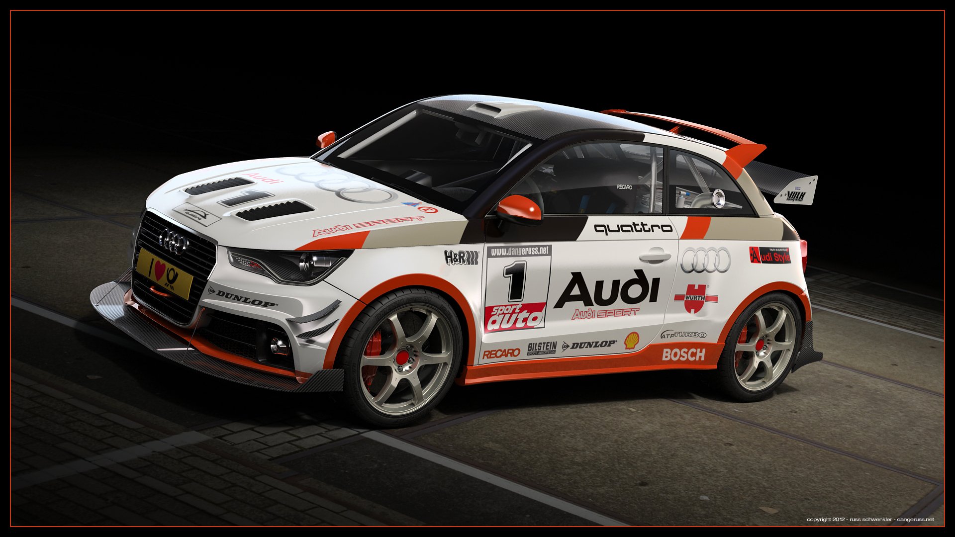 audi a1 quattro sport tuning disegno 3d