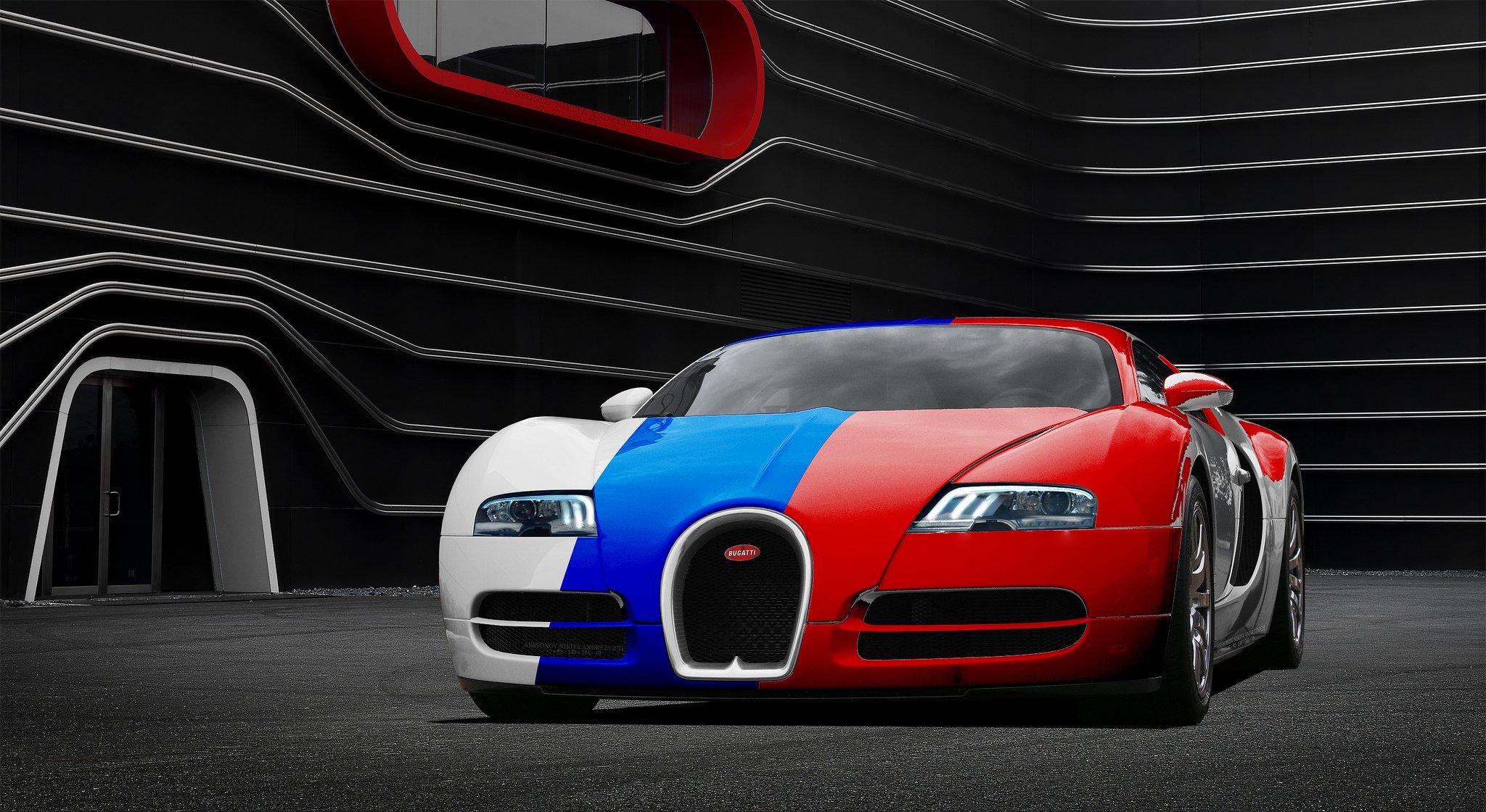 bugatti veyron przód trzy kolory aksenov nikita andriejewicz bugatti veyron