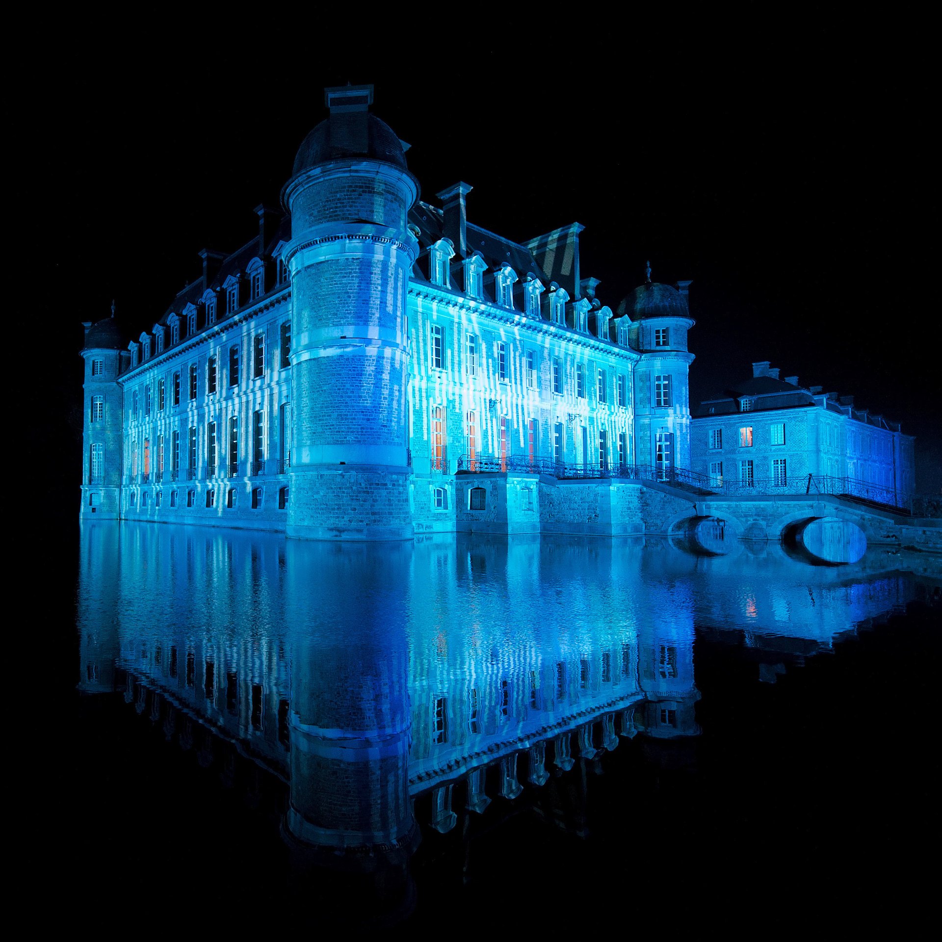 wasser schloss beleuchtung reflexion