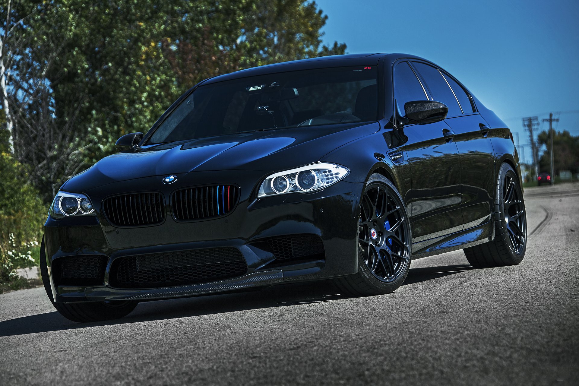 bmw m5 f10 noir bmw avant ciel piliers