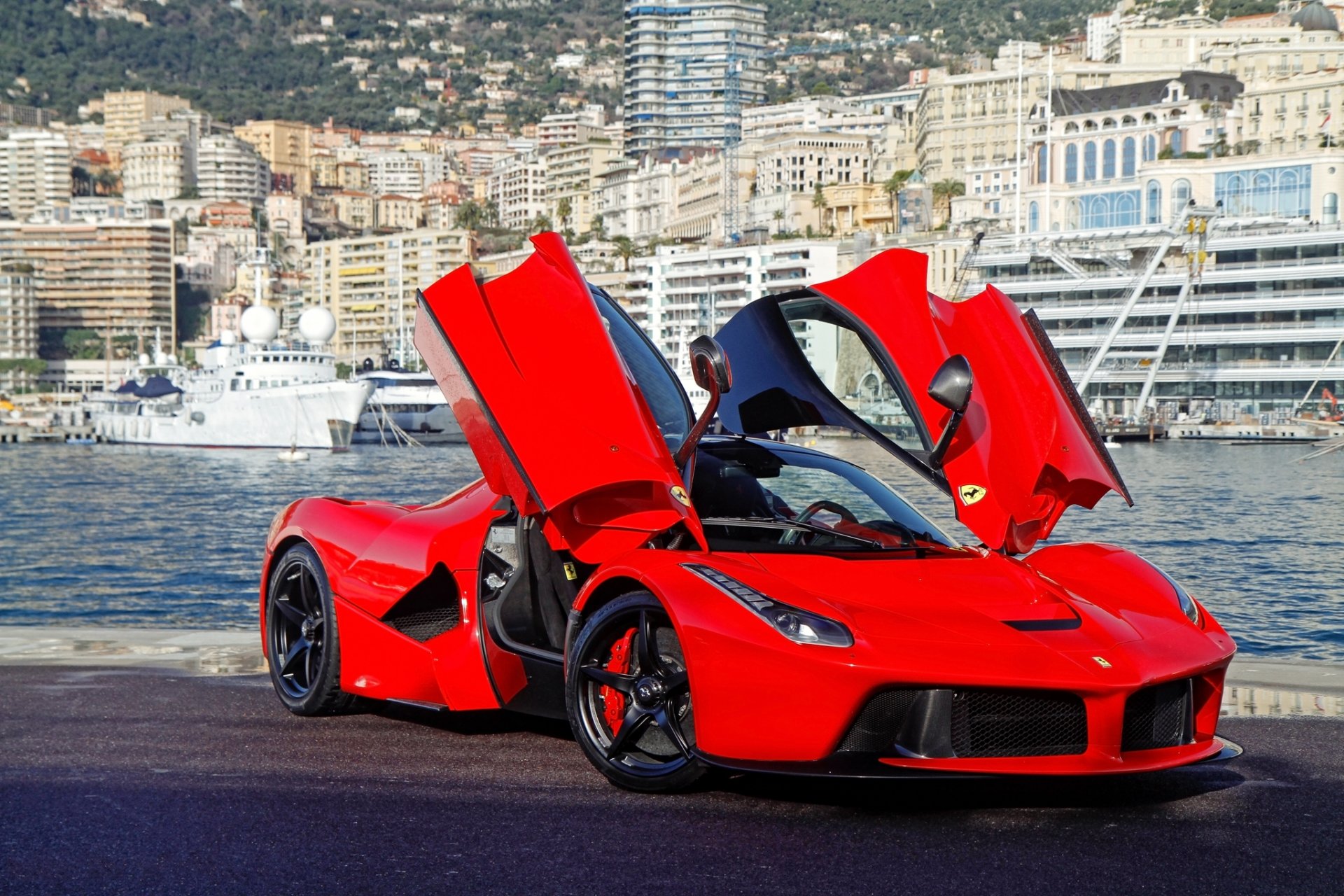 ferrari laferrari rojo ferrari laferrari rojo vista frontal puertas guillotina