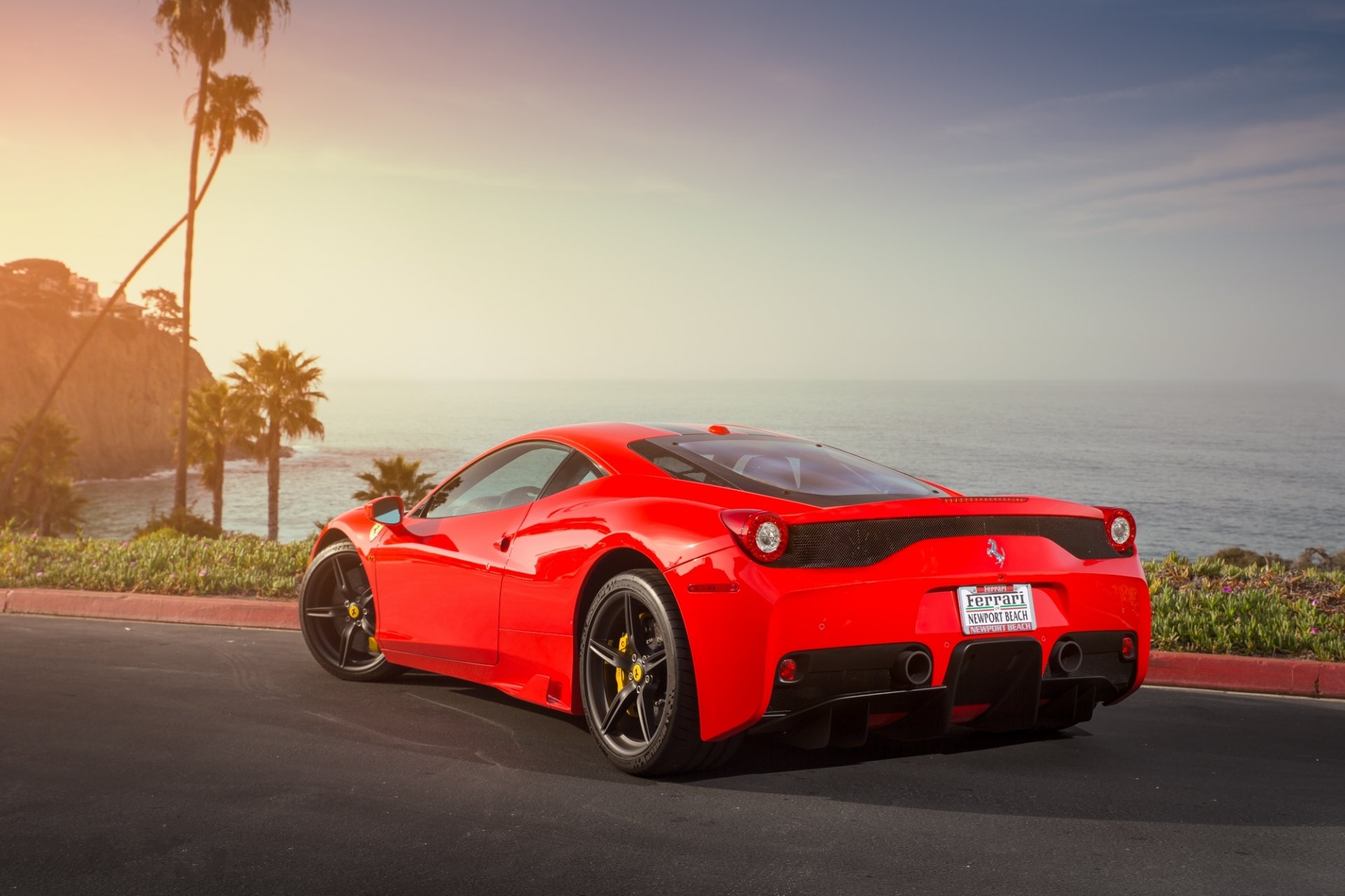 ferrari 458 speciale rojos ferrari rojo trasero sombra asfalto