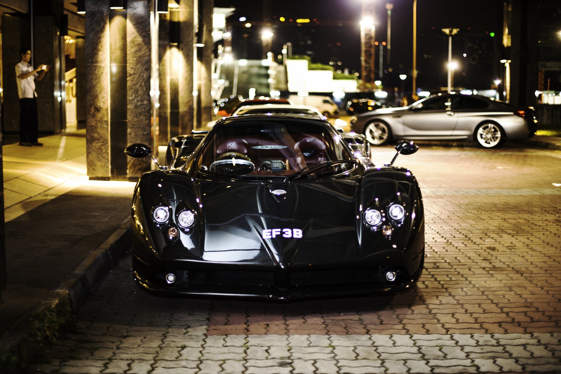 pagani zonda f supercar luxury front night town