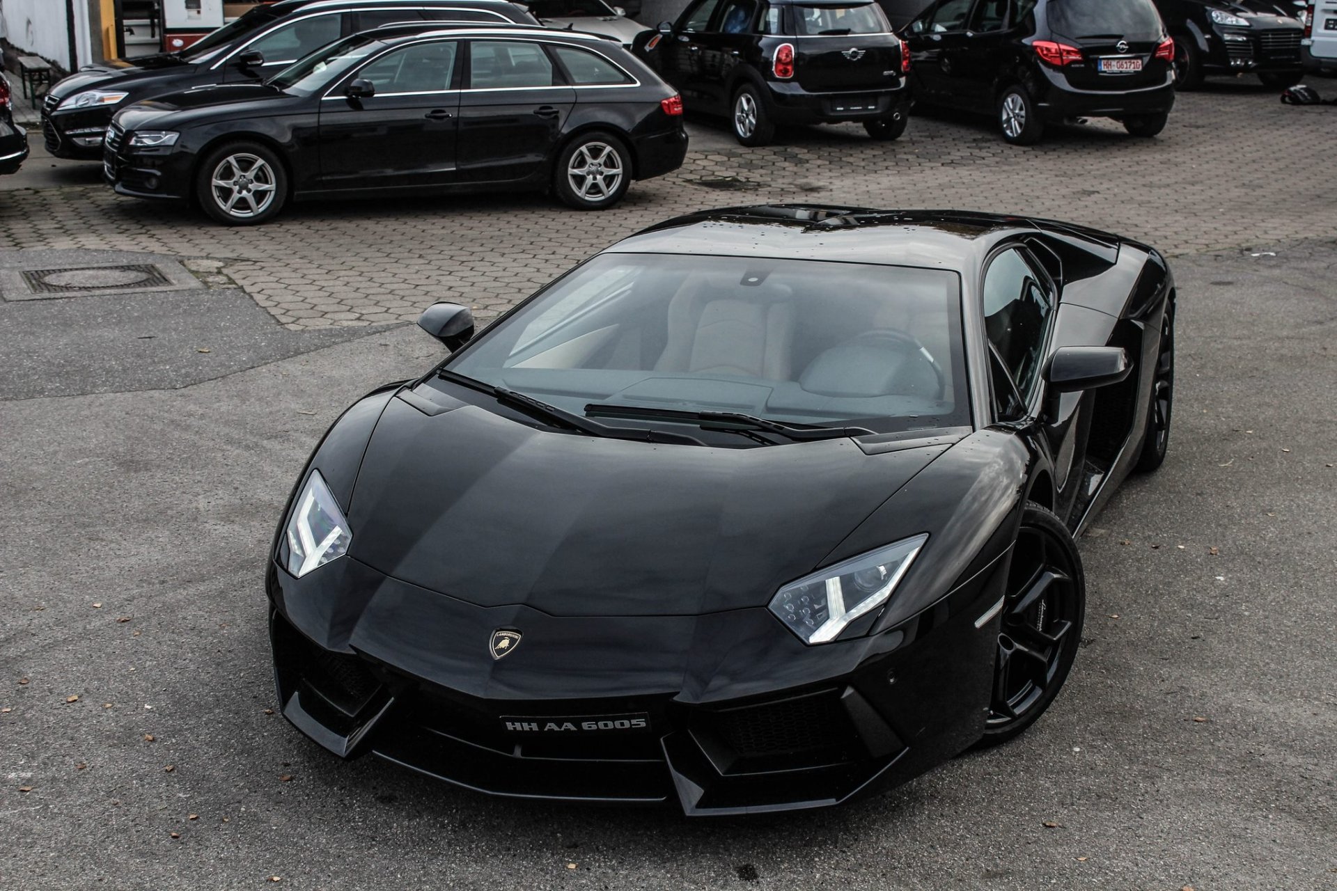 lamborghini aventador lp700-4 negro lamborghini aventador vista frontal reflexión coches