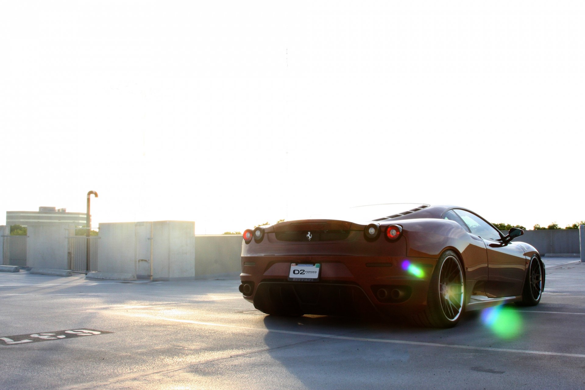 ferrari f430 red parking ferrari f430 dark red rear view glare