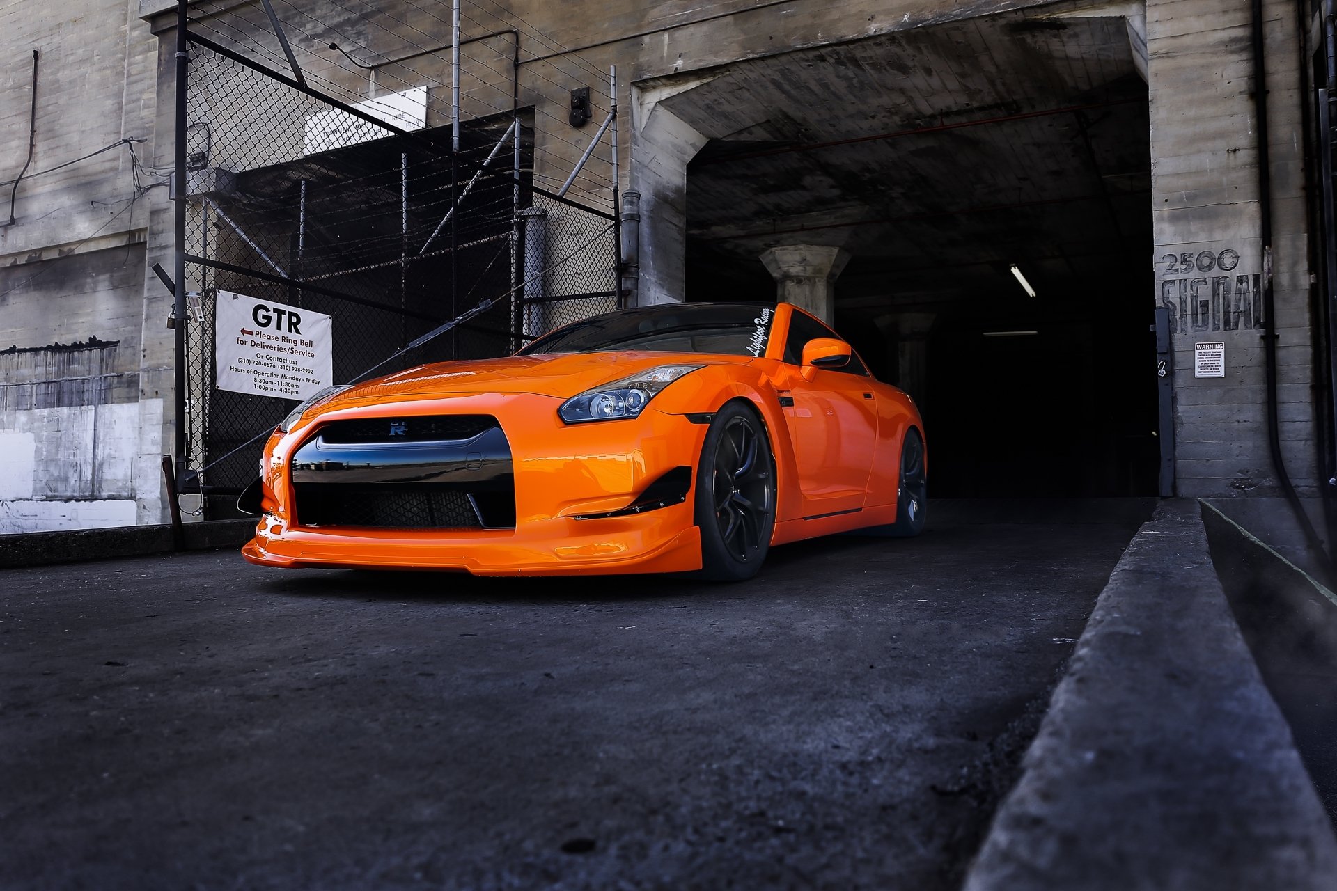 nissan gt-r r35 orange nissan front view tuning