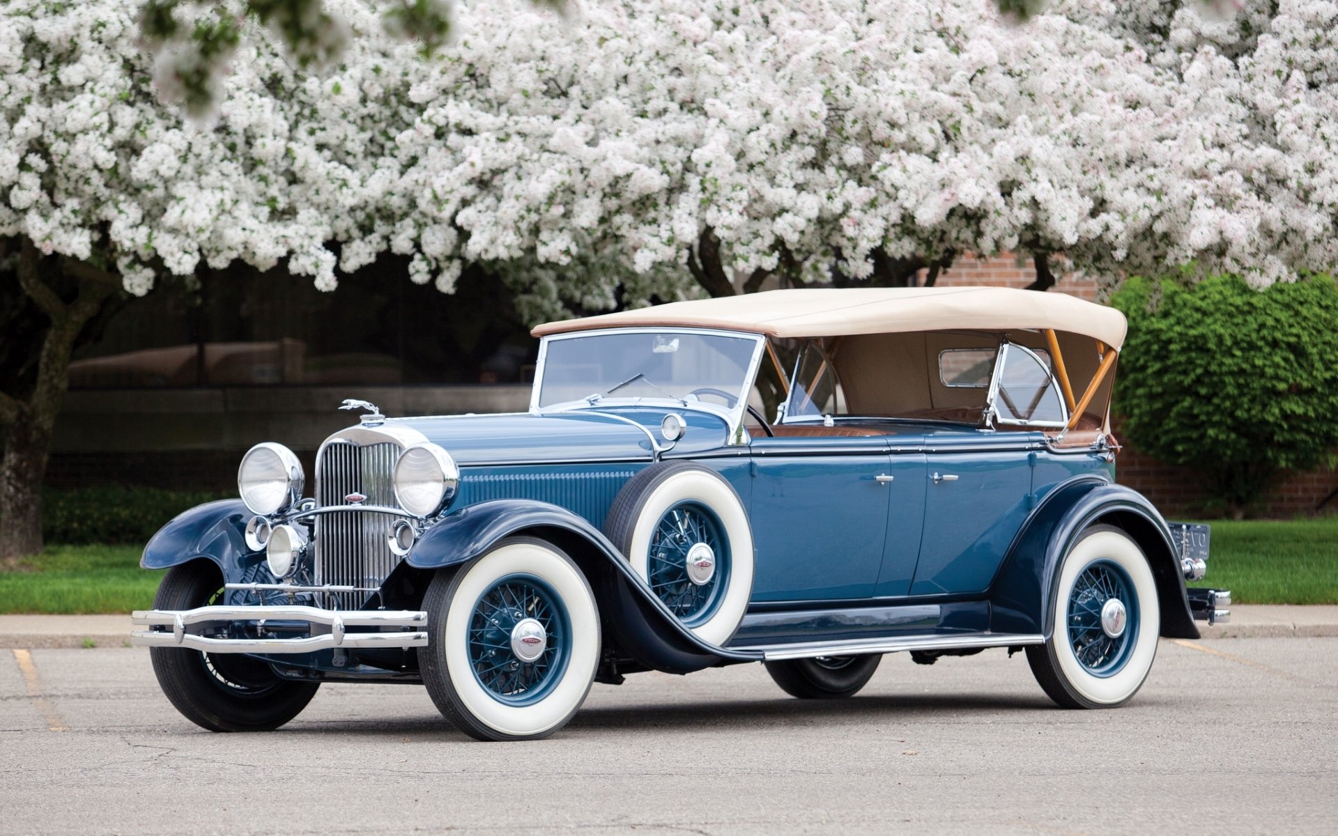 lincoln modello k sport phaeton 1931 retro.anteriore fiori sfondo