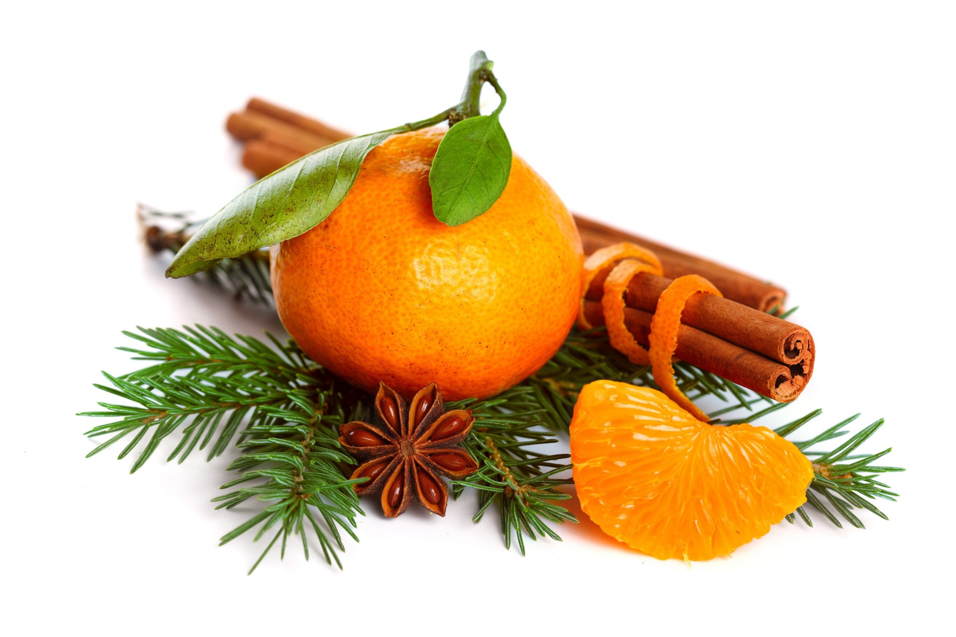 anise star anise citrus spruce mandarin branch cinnamon