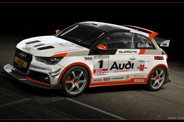 Sporty audi a1 with an original pattern on the body