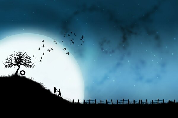 Romantyczny księżyc stworzony dla miłości