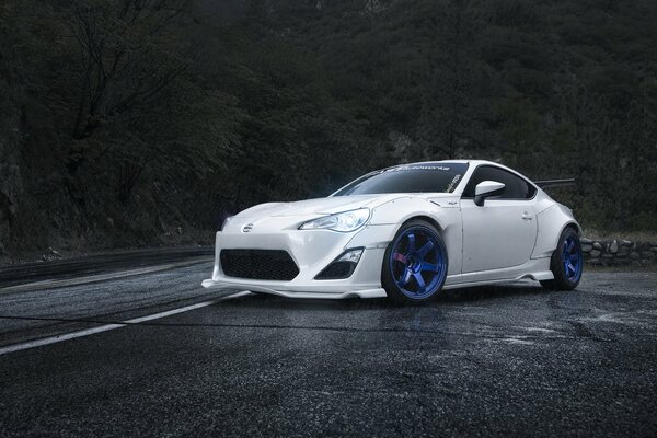 Tuned white sports car