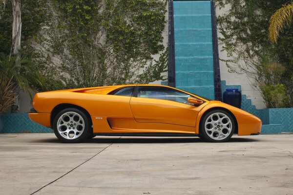 Imposing Lamborghini car side view