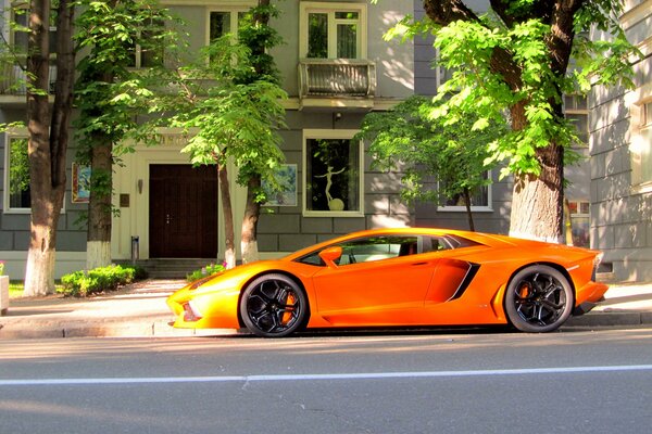 Lamborghini orange is a beautiful car