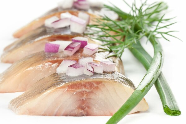 Excellent appetizer - herring, dill, onion