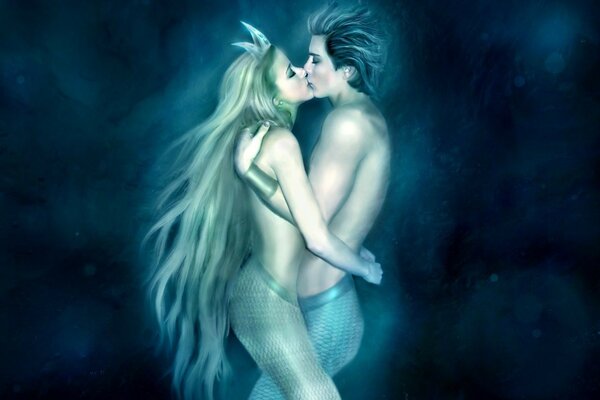 Bacio d amore di due sirene