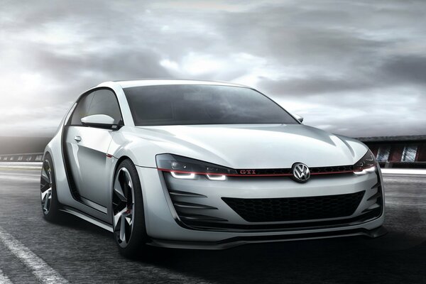 Design concept of the front part of the Volkswagen Golf