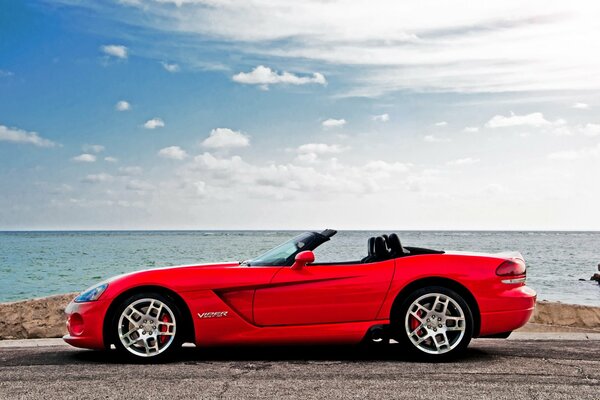 Coche rojo en el agua durante el día