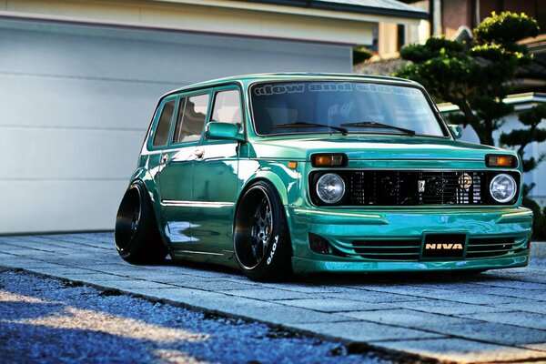 Niva vert tuning le soir