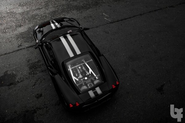 Top view of a black ferrari