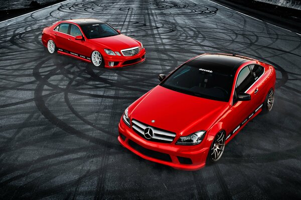 Two red Mercedes supercars