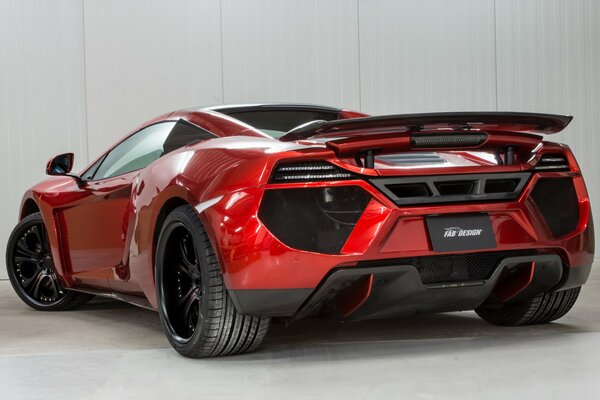 Tuned supercar, rear view