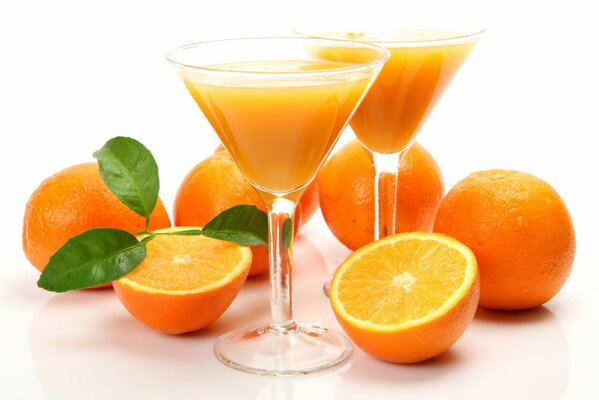 Orange juice in beautiful glasses