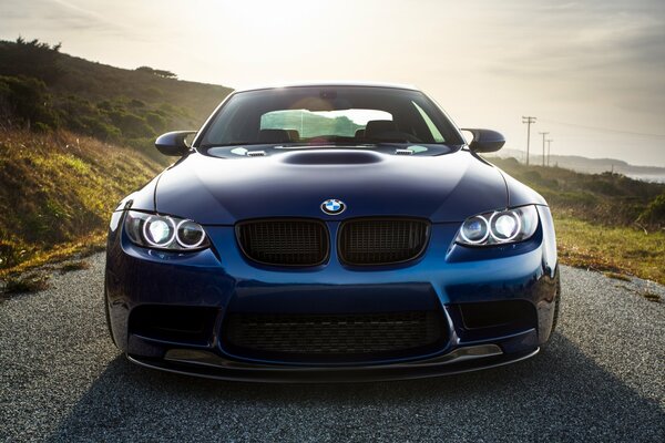 Blue BMW car beautiful lagoon