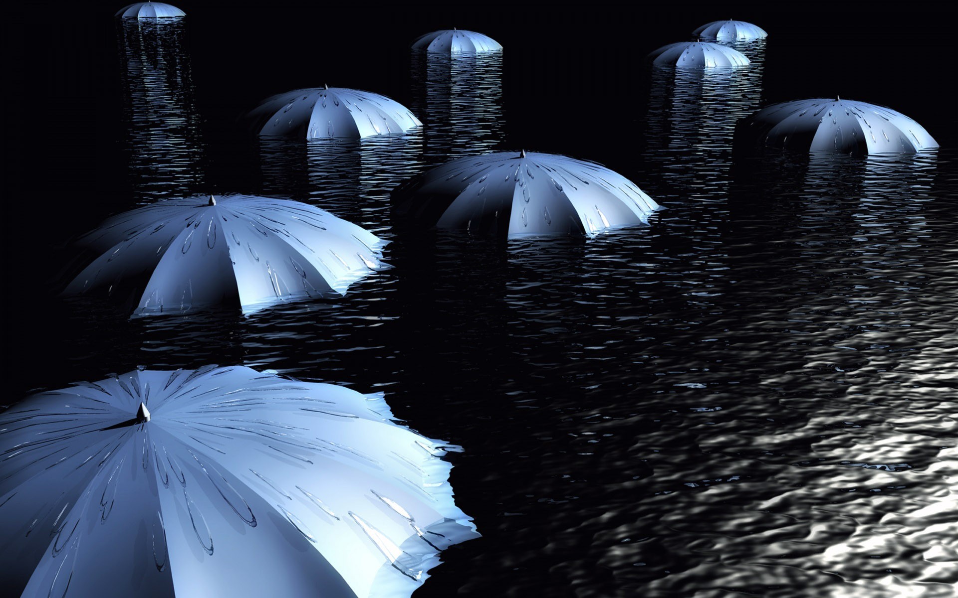 umbrellas water