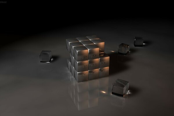 High-tech glass cube