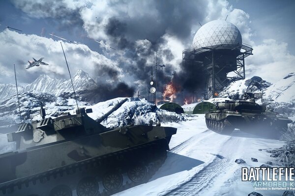 Batalla global de tanques y aviones en el juego Battlefield 3