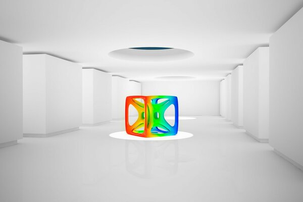 In a white room, a structural color figure