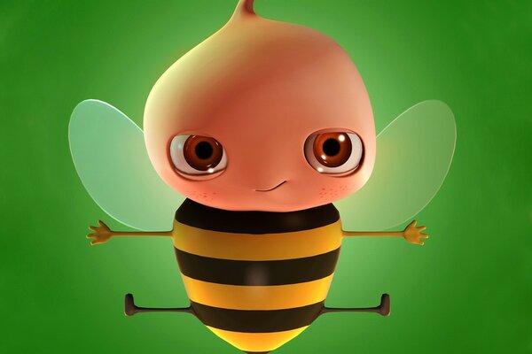 Süße Biene auf grünem Hintergrund