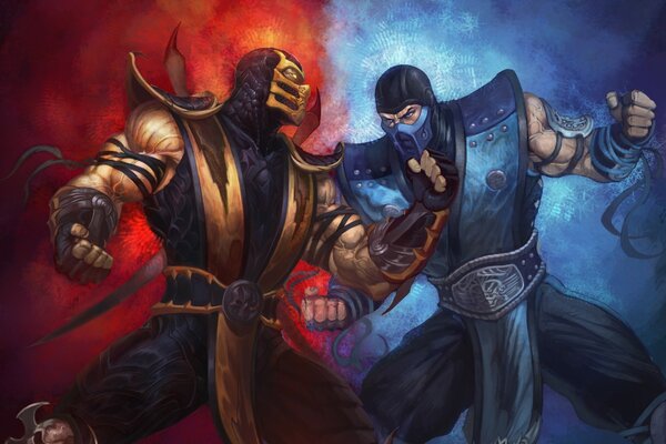 Deux super-combattants de la trilogie mortal kombat