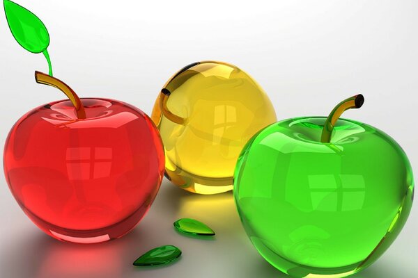 Colorful bright glass apples