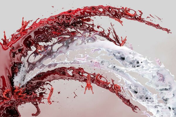 Agua mezclada con salpicaduras de sangre humana