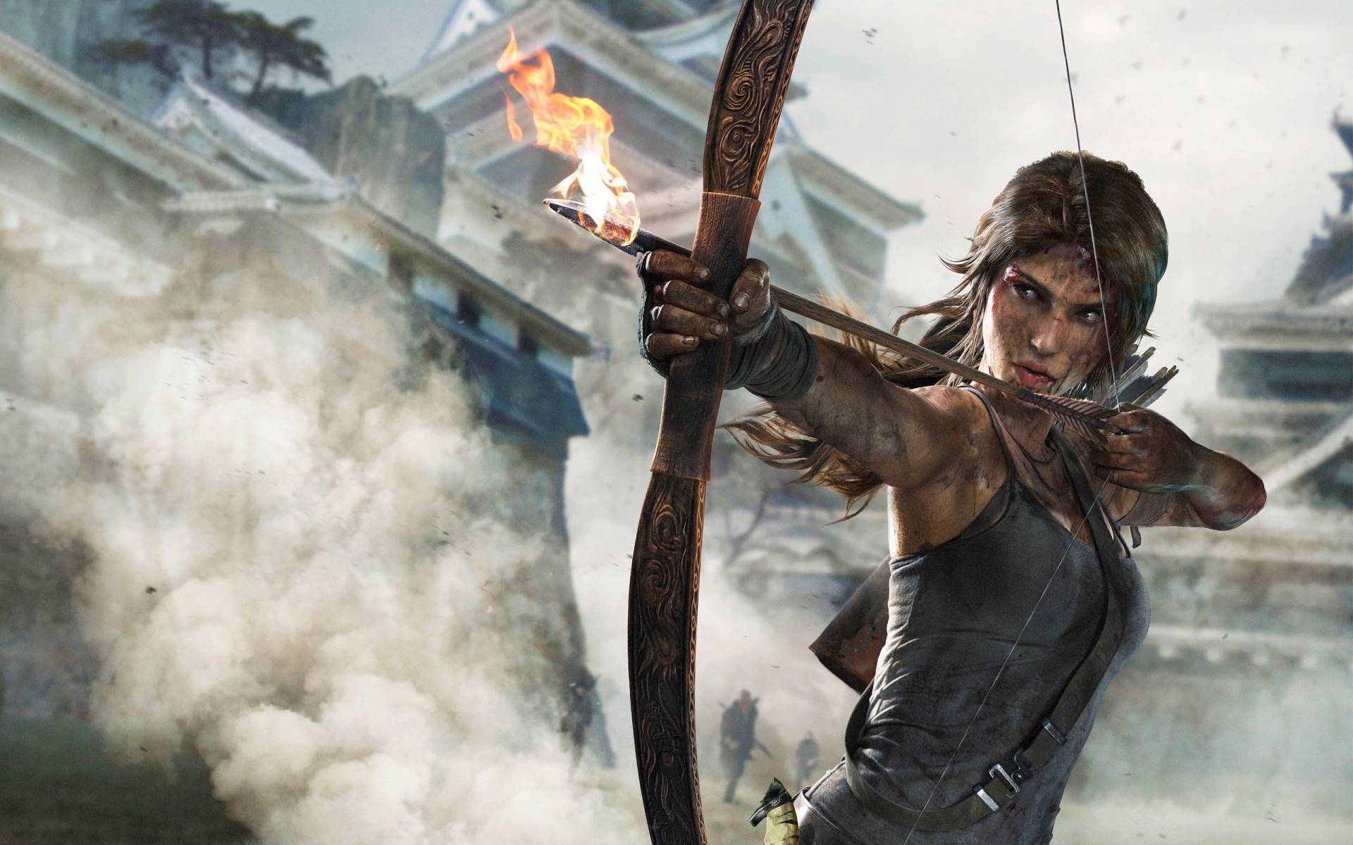 arco lara croft humo edificio