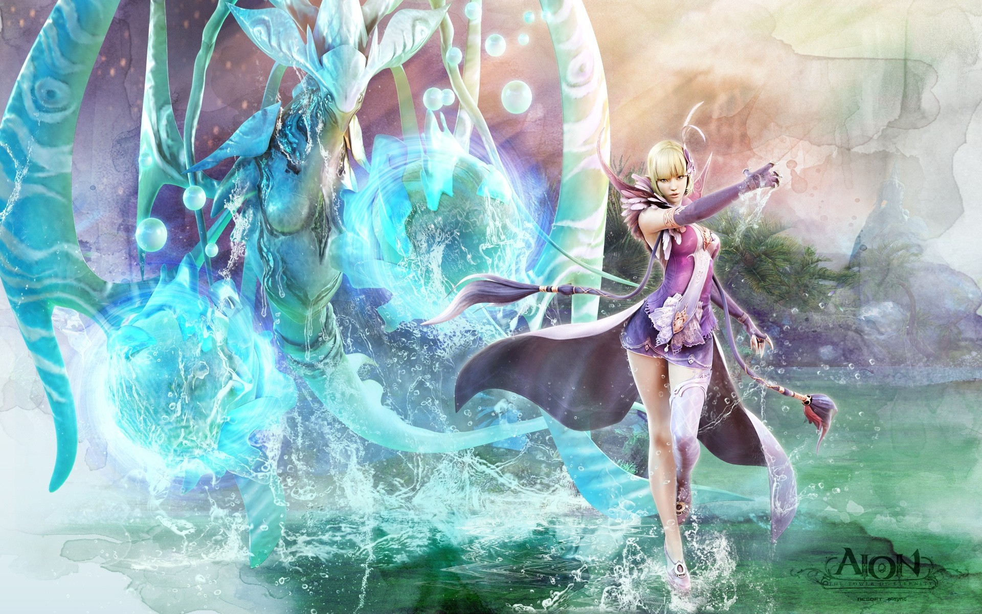 aion girl magician water magic being