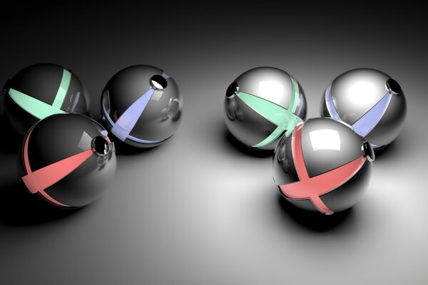 3d spheres on a gray background