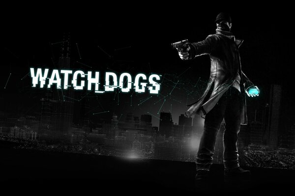 Poster per il gioco Watch_Dogs con il personaggio principale Aiden Pierce
