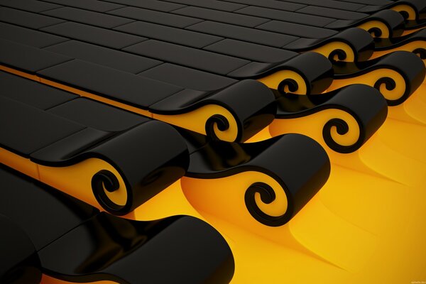 Black and yellow waves of curls. stylish design