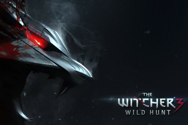 Wallpaper for the game The Witcher 3: Wild Hunt, next to the medallion of the witches of the Wolf school