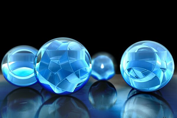 Trójwymiarowe niebieskie kule 3D