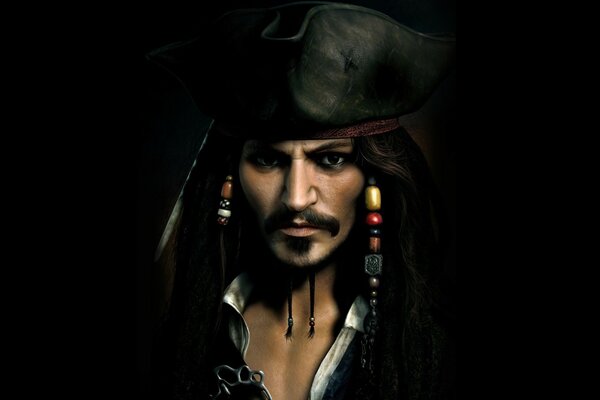 Portrait of Captain Jack Sparrow in a hat