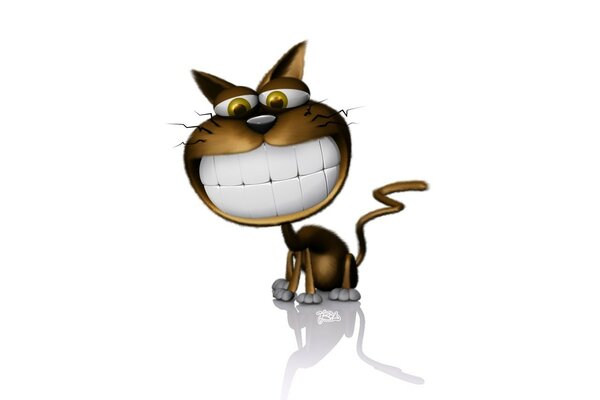 Smiling cartoon brown cat