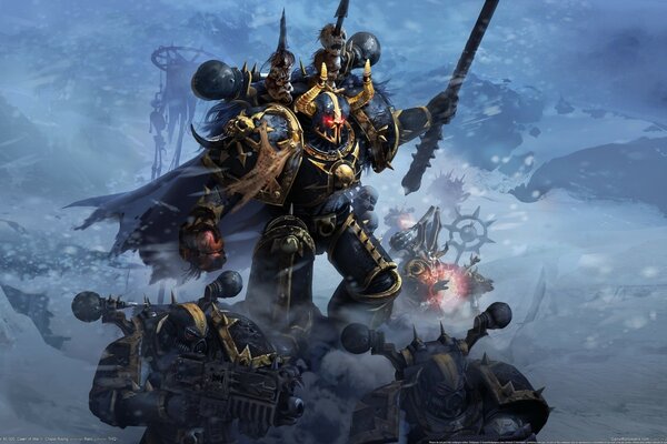 Jefe equipado con calaveras y armas en el juego warhammer