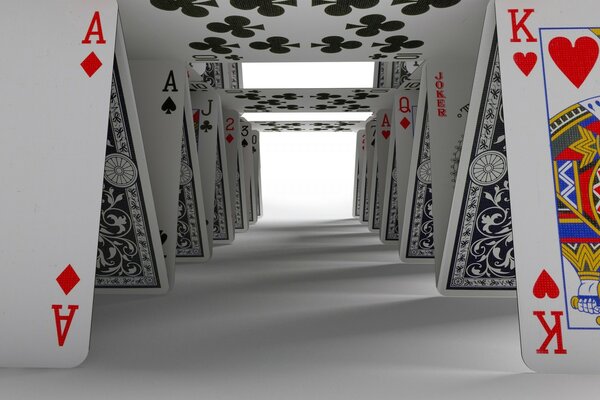A tunnel has been built in the house of cards
