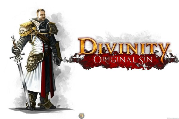 Guerrier avec épée logo jeu divinity