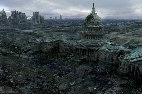 The abandoned city of Capitol Washington from the game fallout 3