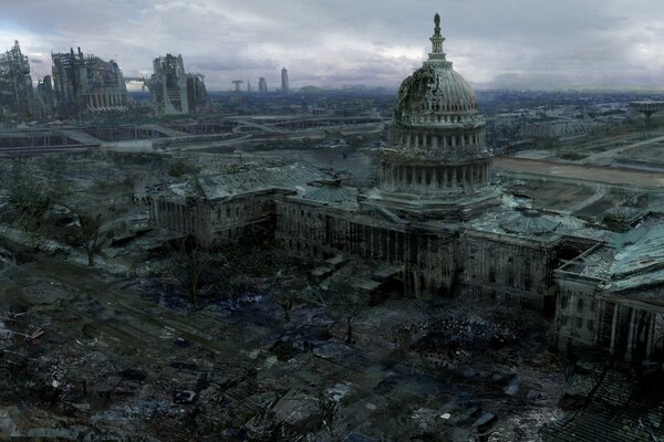 La città abbandonata del Campidoglio dello Stato di Washington dal gioco fallout 3