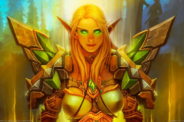 A blood elf with wings fully armed